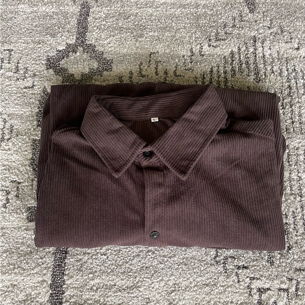 Rich Brown Casual Button Down Shirt with Classic Collar